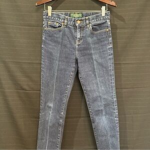 Lauren Jeans Co Women 2P Petite Blue Denim Ralph Lauren Straight Mid Rise